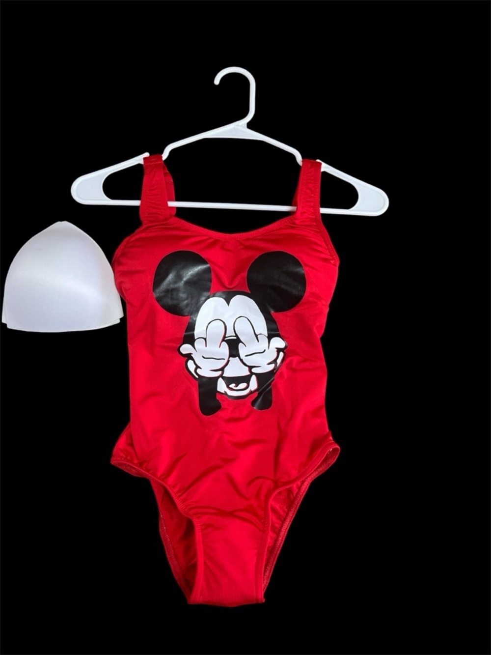 Red Graphic One-Piece Swimsuit with Playful Character Print - Picture 4 of 4